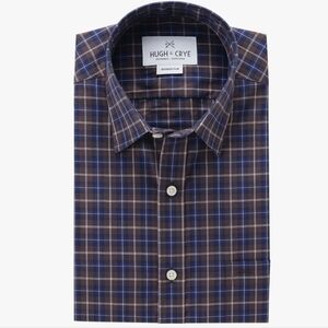 Hugh & Crye button down dress shirt - Blue / Brown Plaid